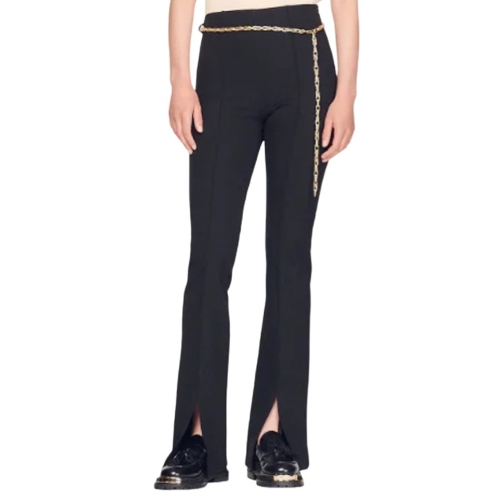 NWT Sandro Black Slit Hem Pants - Sz S US (Sz 36 EU)